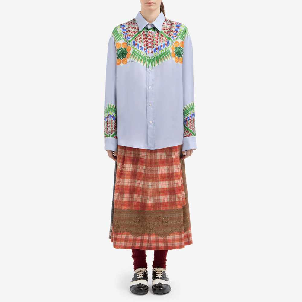 Pierre-Louis Mascia Aloebio Silk Long Sleeve Shirt in Light Blue with Botanical Motif Shop PIERRE LOUIS MASCIA designer fashion online or in-store at Riada Concept, Sydney’s high-end fashion boutique in Australia.