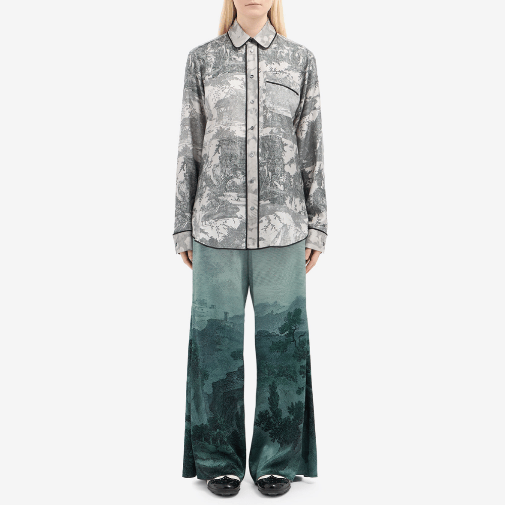 Pierre-Louis Mascia Aloegum Silk Long Sleeve Shirt in Silver Toile de Jouy Scenic Print Shop PIERRE LOUIS MASCIA designer fashion online or in-store at Riada Concept, Sydney’s high-end fashion boutique in Australia.