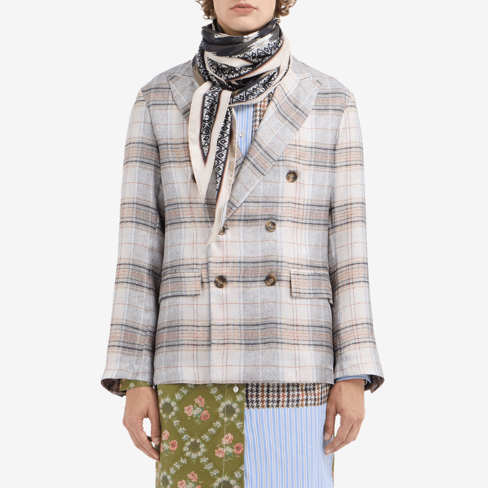 Pierre-Louis Mascia Aloeuw Silk Scarf in Black Ikat Print (65x120cm) Shop PIERRE LOUIS MASCIA designer fashion online or in-store at Riada Concept, Sydney’s high-end fashion boutique in Australia.