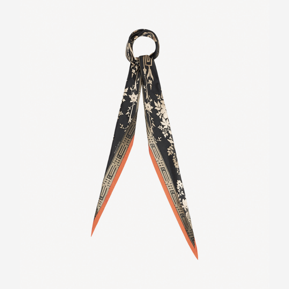 Pierre-Louis Mascia Aloeuw Silk Scarf in Black and Gold Baroque Print (65x120cm) Shop PIERRE LOUIS MASCIA designer fashion online or in-store at Riada Concept, Sydney’s high-end fashion boutique in Australia.