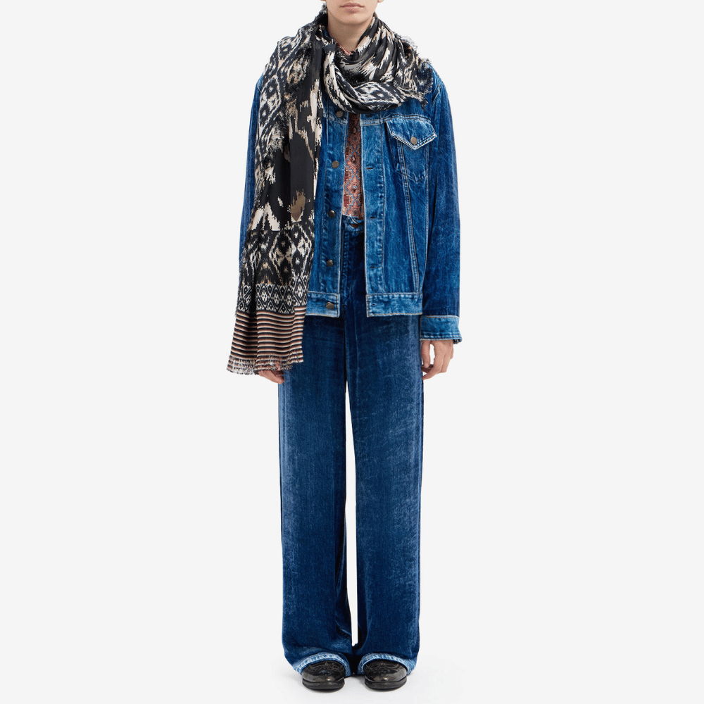 Pierre-Louis Mascia Kankam Viscose Silk Jacket in Blue Denim Print Shop PIERRE LOUIS MASCIA designer fashion online or in-store at Riada Concept, Sydney’s high-end fashion boutique in Australia.