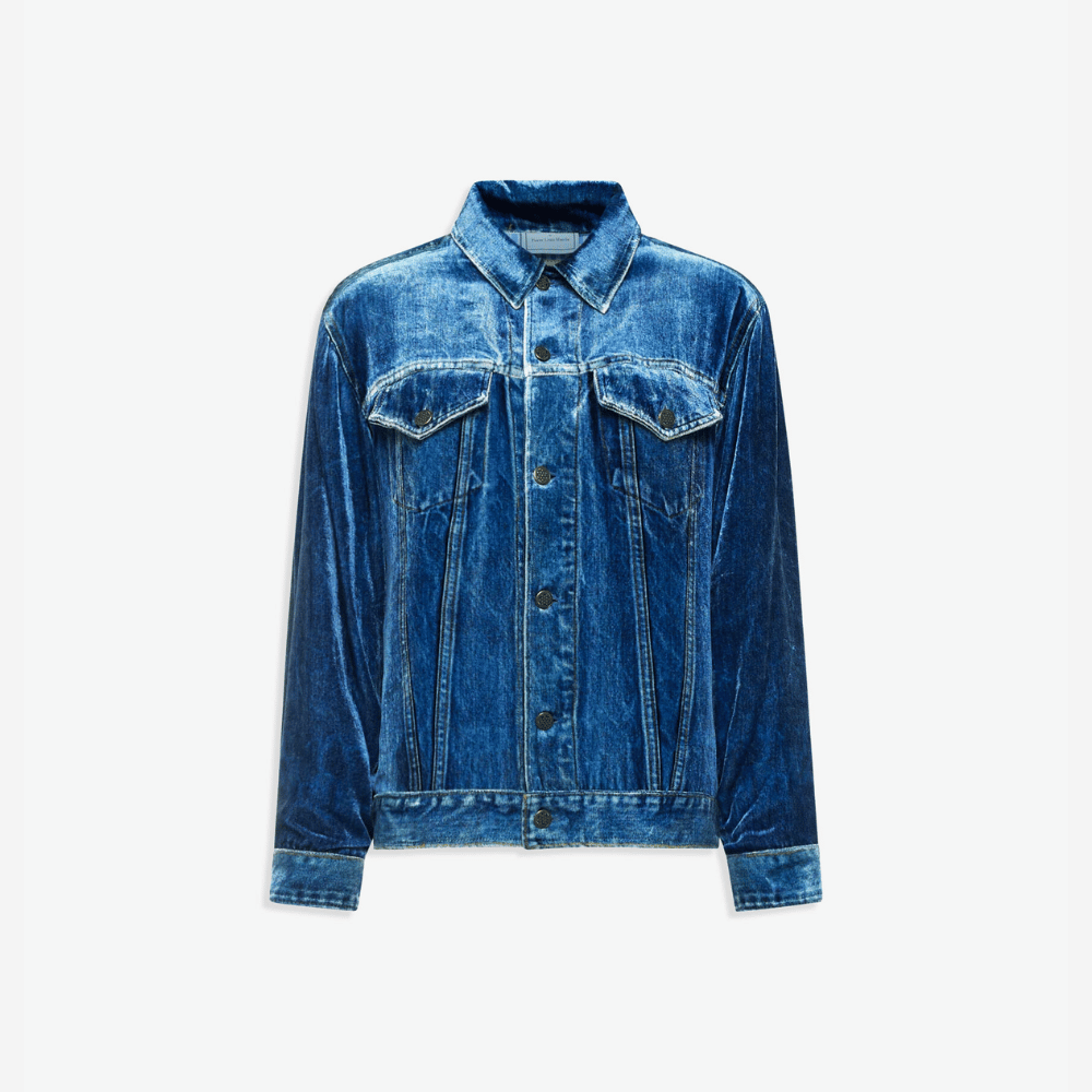 Pierre-Louis Mascia Kankam Viscose Silk Jacket in Blue Denim Print Shop PIERRE LOUIS MASCIA designer fashion online or in-store at Riada Concept, Sydney’s high-end fashion boutique in Australia.