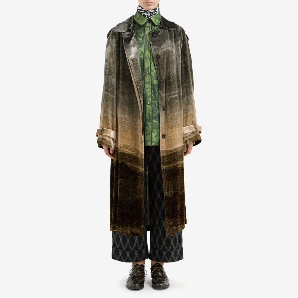 Pierre-Louis Mascia Kanpur Viscose Silk Long Jacket in Bronze Landscape Gradient Print Shop PIERRE LOUIS MASCIA designer fashion online or in-store at Riada Concept, Sydney’s high-end fashion boutique in Australia.