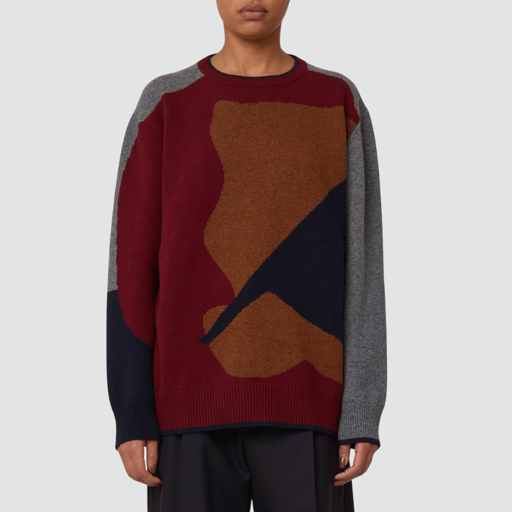 Plan C Long Sleeve Abstract Intarsia Crew Neck Sweater – International designer fashion boutique Australia Riada Concept Woollahra