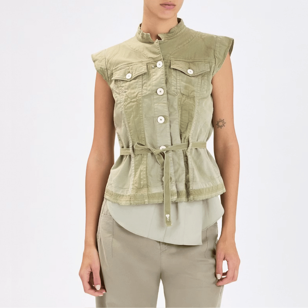 HIGH Everyday Couture Raise Up Sleeveless Jacket in Light Green - International designer fashion boutique Australia Riada Concept Woollahra