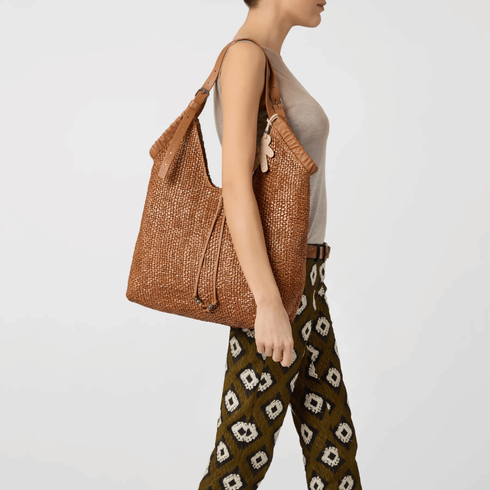 Henry Beguelin Canotta Arricciata Intreccio Madreperla Bag in Cognac HENRY BEGUELIN Designer fashion handbags shop online and in store High End fashion boutique Sydney Australia Riada Concept
