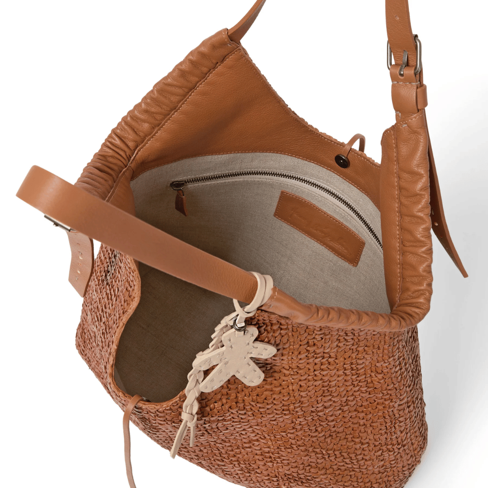 Henry Beguelin Canotta Arricciata Intreccio Madreperla Bag in Cognac HENRY BEGUELIN Designer fashion handbags shop online and in store High End fashion boutique Sydney Australia Riada Concept