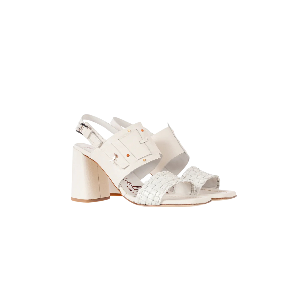 Henry Beguelin Intreccio Dama Heeled Sandal in Gesso HENRY BEGUELIN Designer fashion handbags shop online and in store High End fashion boutique Sydney Australia Riada Concept