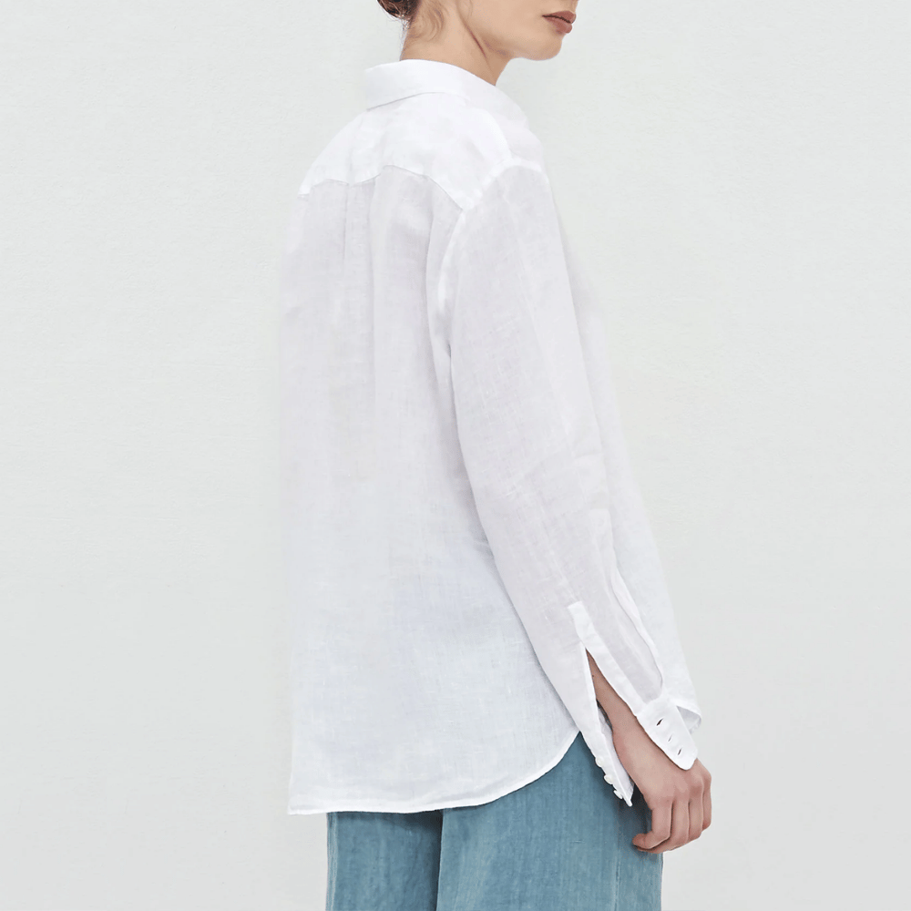 Massimo Alba Woman Selma Relaxed Linen Shirt in White MASSIMO ALBA WOMENS Designer fashion shop online and in store High End fashion boutique Sydney Australia Riada Concept