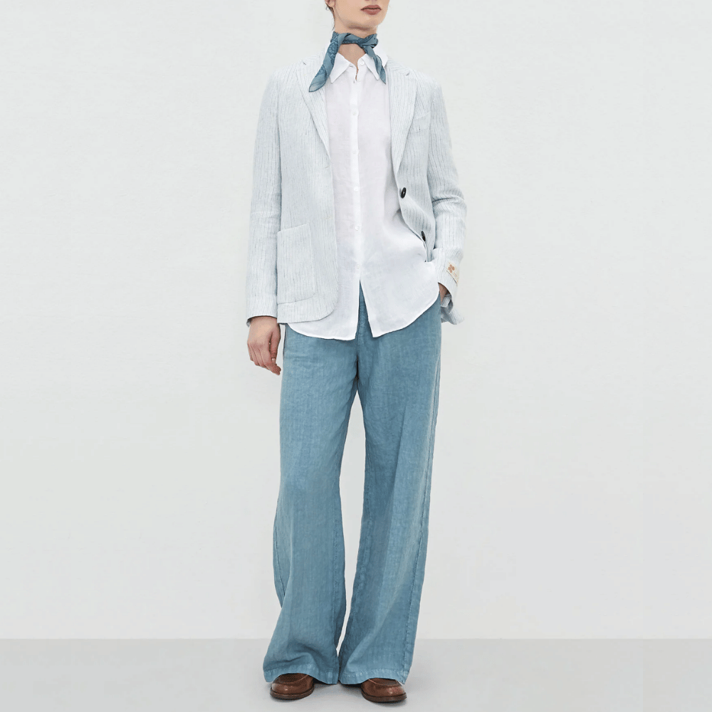 Massimo Alba Woman Selma Relaxed Linen Shirt in White MASSIMO ALBA WOMENS Designer fashion shop online and in store High End fashion boutique Sydney Australia Riada Concept