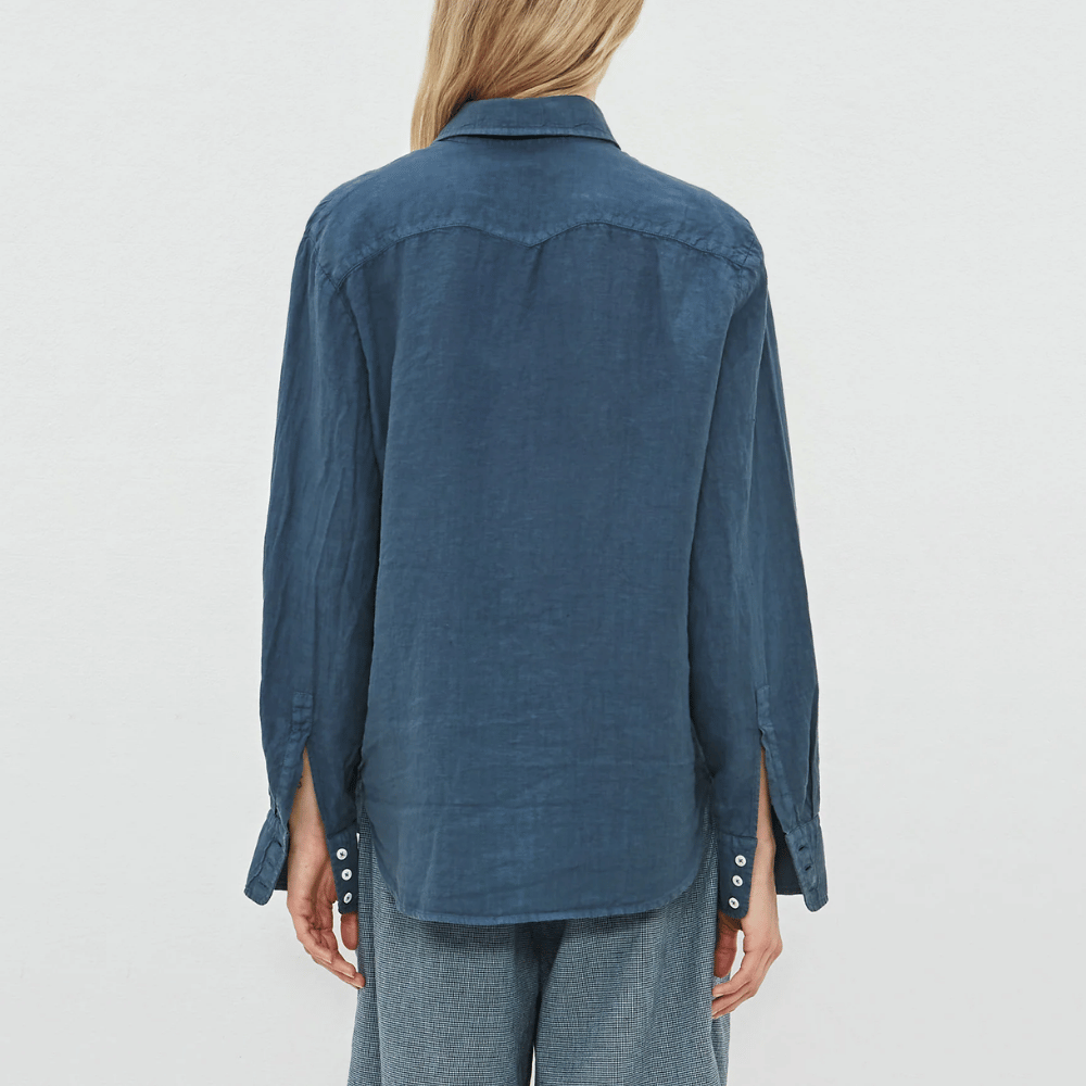 Massimo Alba Woman Selma Relaxed Linen Shirt in Ultramarine Blue MASSIMO ALBA WOMENS Designer fashion shop online and in store High End fashion boutique Sydney Australia Riada Concept