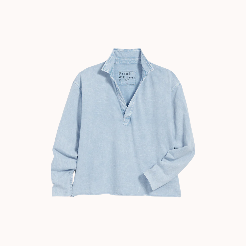 Patrick Popover Henley in Heritage Jersey Mineral Blue