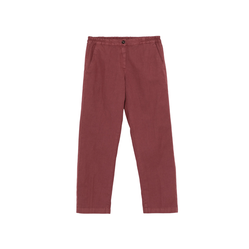 Massimo Alba Woman Sparus Cotton-Linen Panama Cropped Trousers in Dim Burgundy MASSIMO ALBA WOMENS Designer fashion shop online and in store High End fashion boutique Sydney Australia Riada Concept