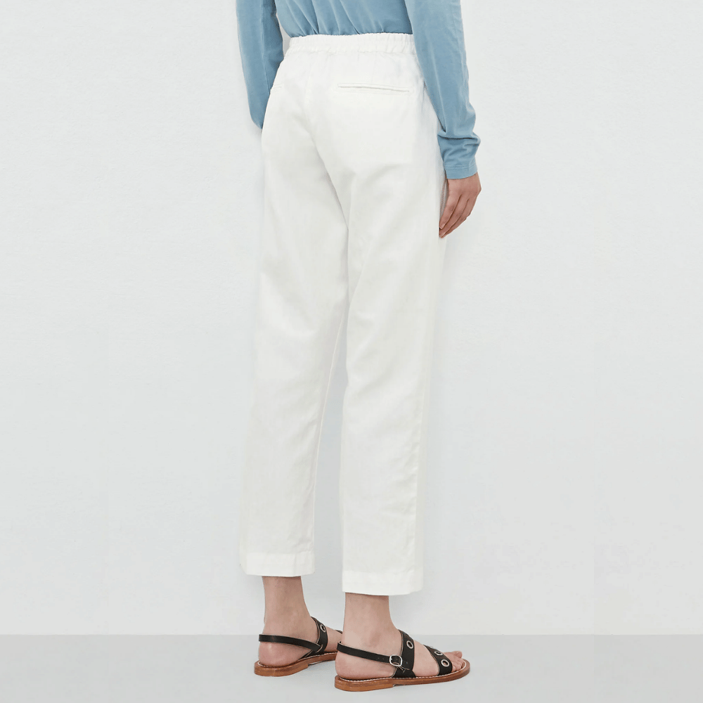 Massimo Alba Woman Sparus Cropped Cotton Linen Trousers in White MASSIMO ALBA WOMENS Designer fashion shop online and in store High End fashion boutique Sydney Australia Riada Concept