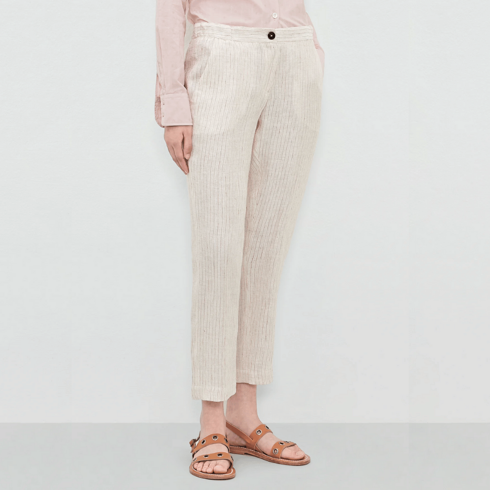Massimo Alba Woman Sparus Cropped Linen Trousers in Beige MASSIMO ALBA WOMENS Designer fashion shop online and in store High End fashion boutique Sydney Australia Riada Concept