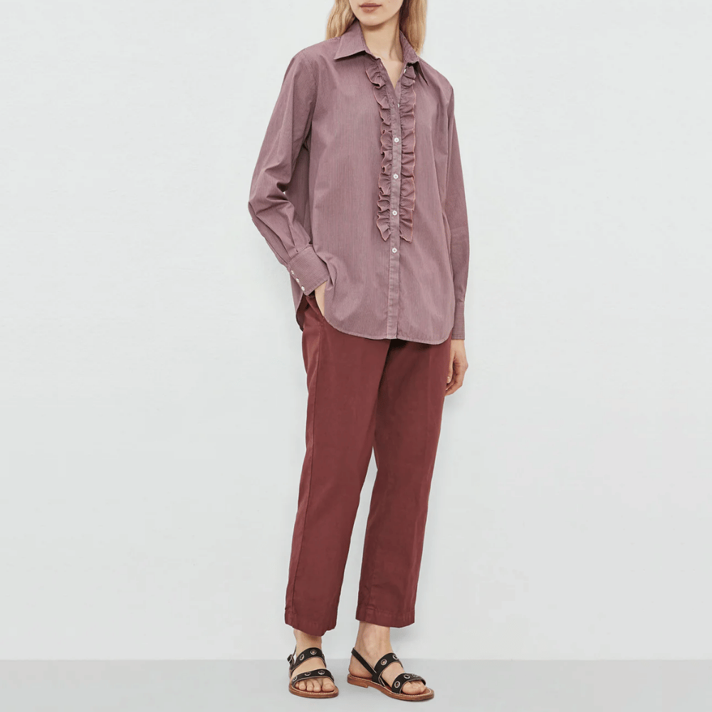Massimo Alba Woman Sparus Cotton-Linen Panama Cropped Trousers in Dim Burgundy MASSIMO ALBA WOMENS Designer fashion shop online and in store High End fashion boutique Sydney Australia Riada Concept