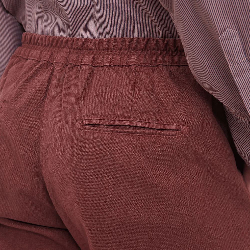 Massimo Alba Woman Sparus Cotton-Linen Panama Cropped Trousers in Dim Burgundy MASSIMO ALBA WOMENS Designer fashion shop online and in store High End fashion boutique Sydney Australia Riada Concept