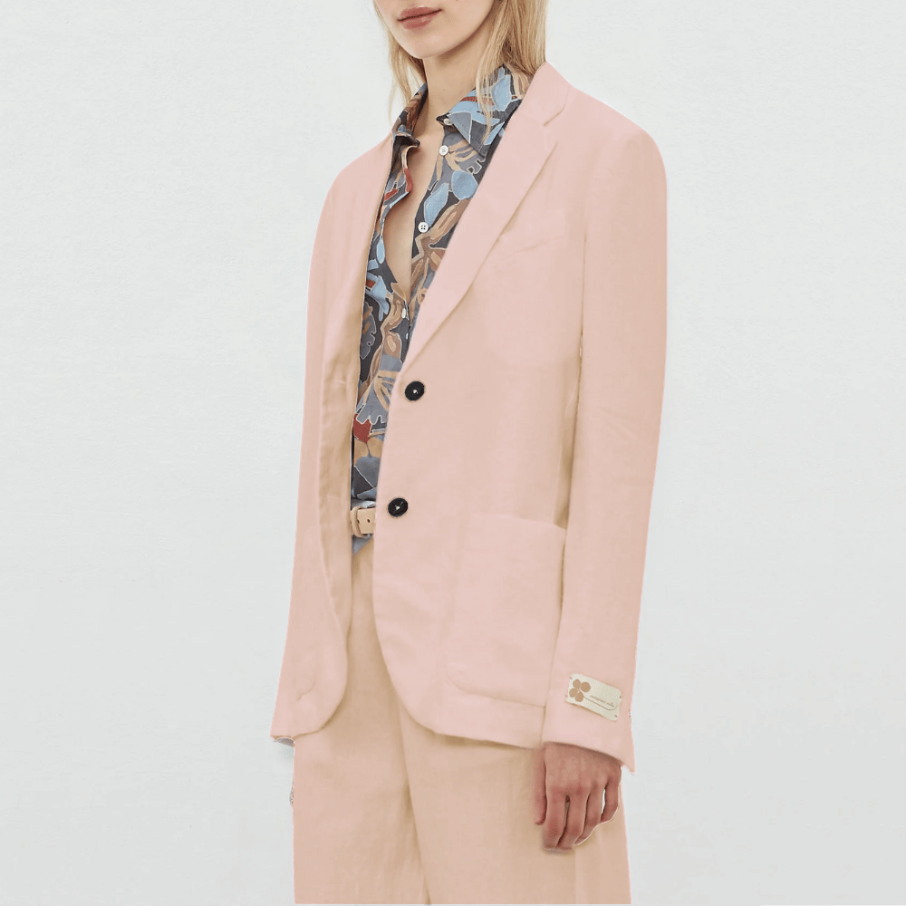 Massimo Alba Stromboli Single Breasted Linen Blazer in Soft Pink