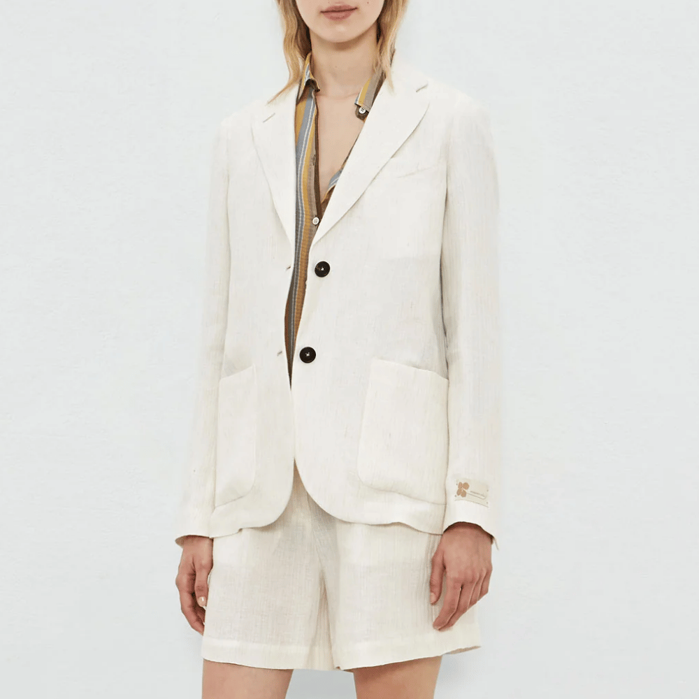 Massimo Alba Woman Stromboli Single Breasted Linen Blazer Jacket in Beige MASSIMO ALBA WOMENS Designer fashion shop online and in store High End fashion boutique Sydney Australia Riada Concept