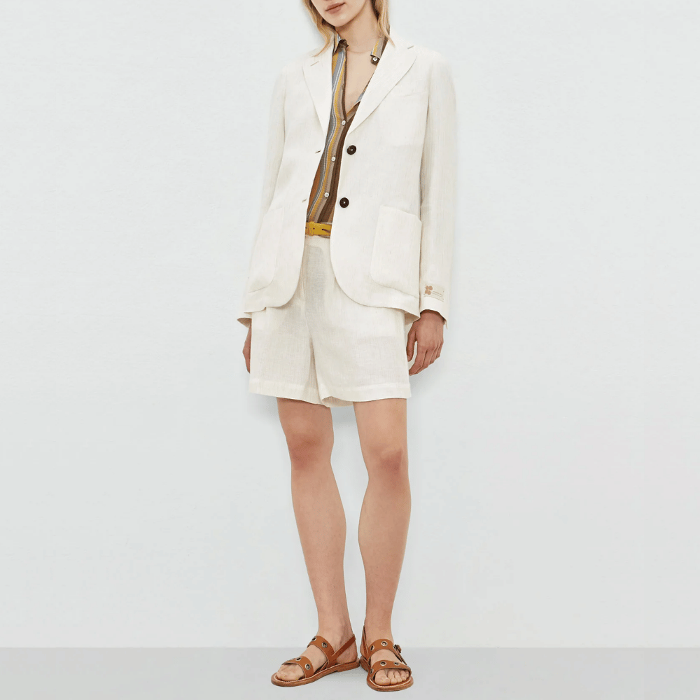 Massimo Alba Woman Stromboli Single Breasted Linen Blazer Jacket in Beige MASSIMO ALBA WOMENS Designer fashion shop online and in store High End fashion boutique Sydney Australia Riada Concept