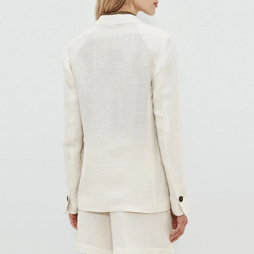 Massimo Alba Woman Stromboli Single Breasted Linen Blazer Jacket in Beige MASSIMO ALBA WOMENS Designer fashion shop online and in store High End fashion boutique Sydney Australia Riada Concept