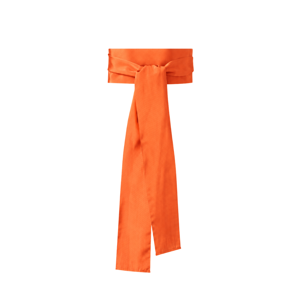 Sara Roka RIBBON Wide Sash Belt in Tangerine