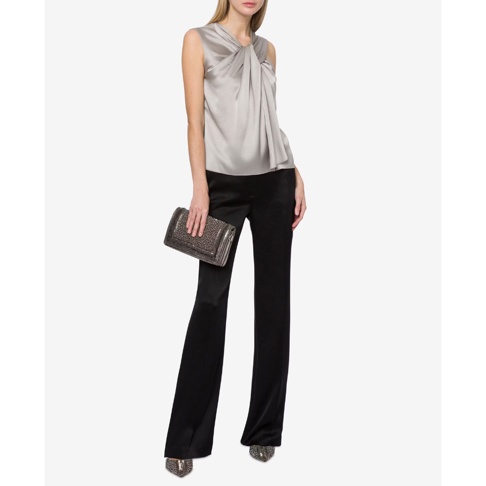 Satin Sleeveless Top in Grey