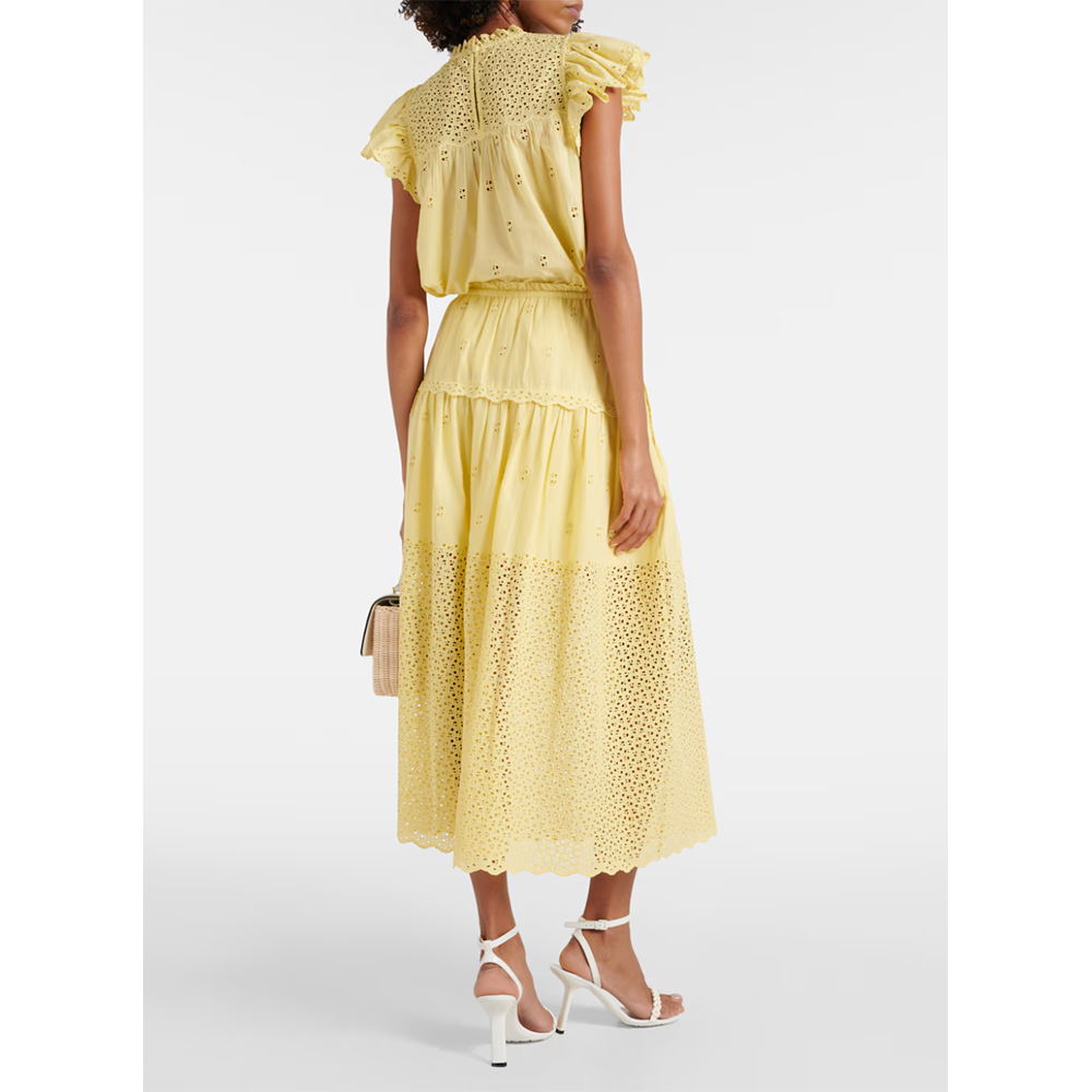 Ulla Johnson Lucia Midi Skirt in Yellow ULLA JOHNSON Designer fashion shop online and in store High End fashion boutique Sydney Australia Riada Concept