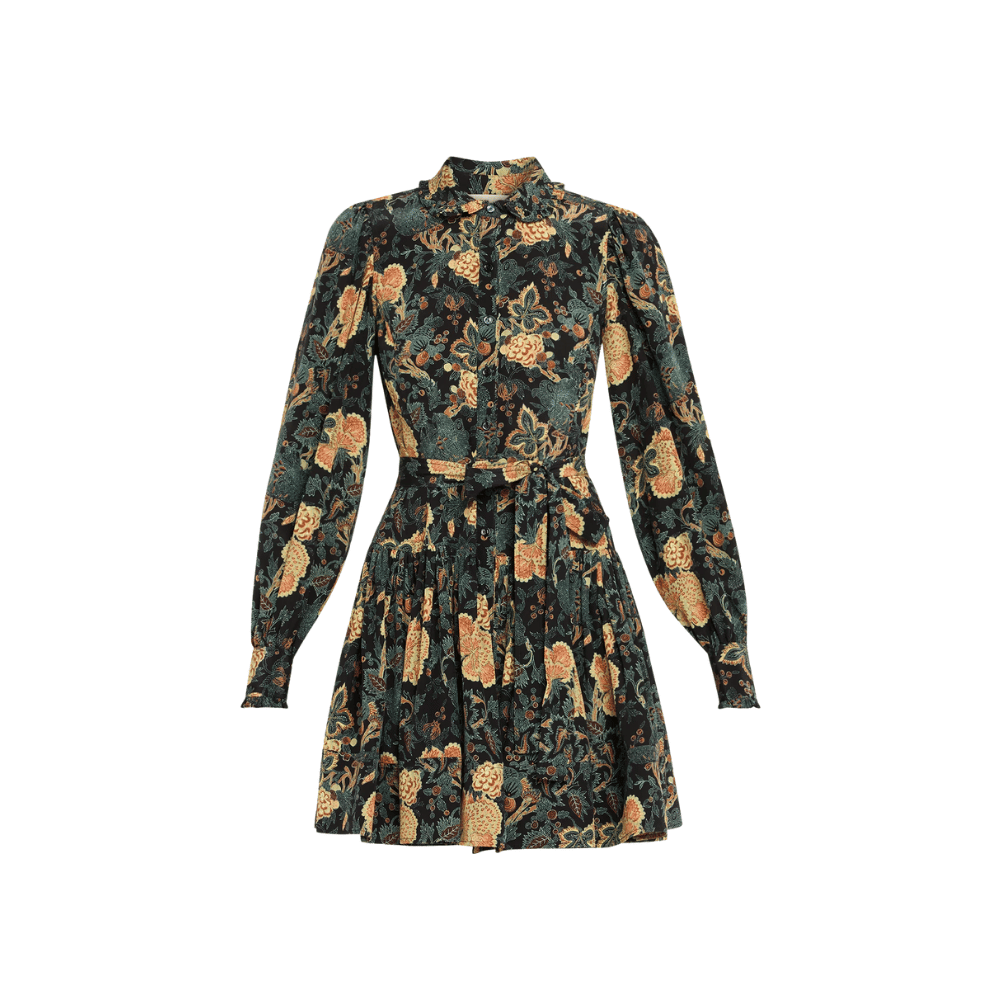 Ulla Johnson Simona Silk Long Sleeve Mini Dress in Nuit Nuit – luxury designer dress Australia – Riada Concept Woollahra