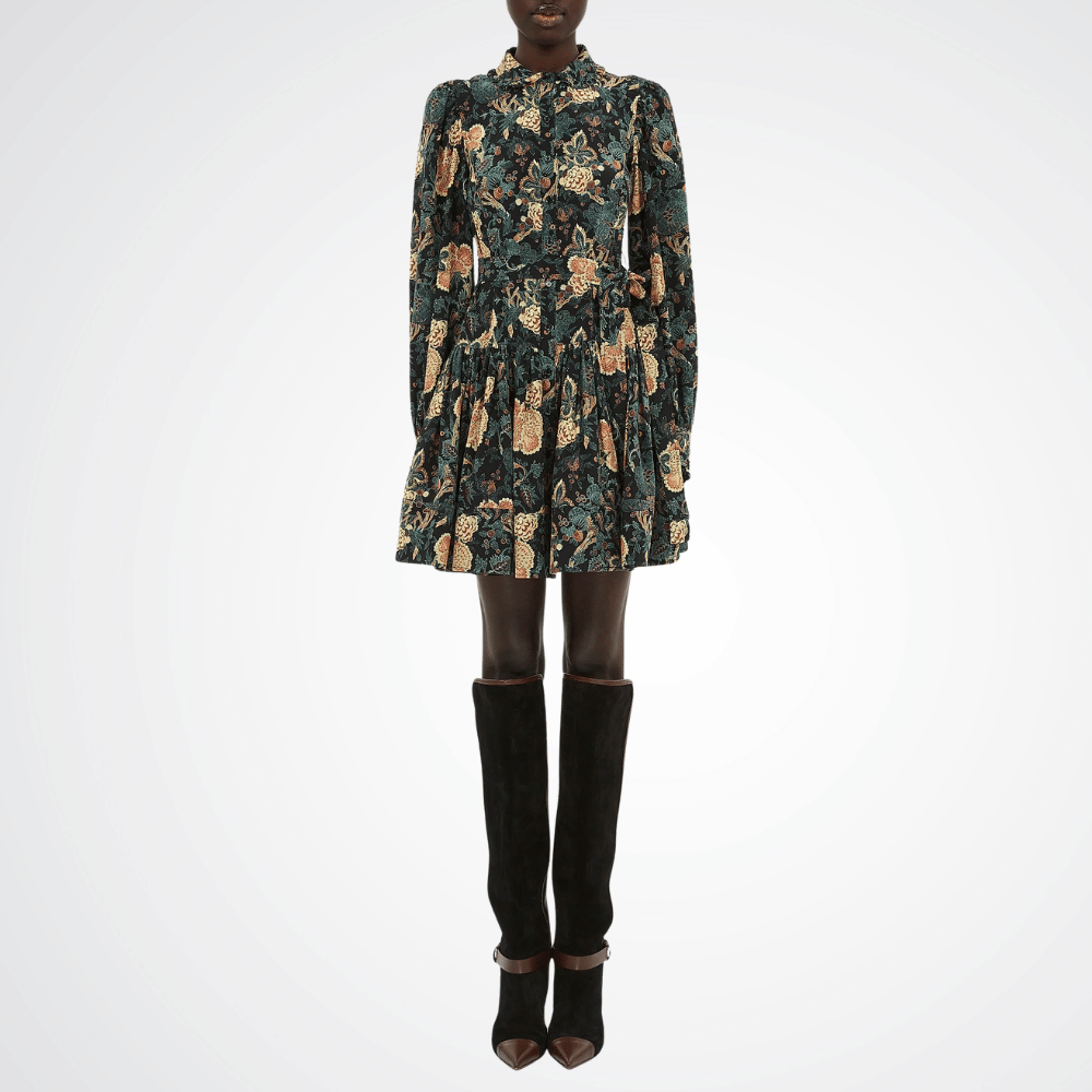 Ulla Johnson Simona Silk Long Sleeve Mini Dress in Nuit Nuit – luxury designer dress Australia – Riada Concept Woollahra