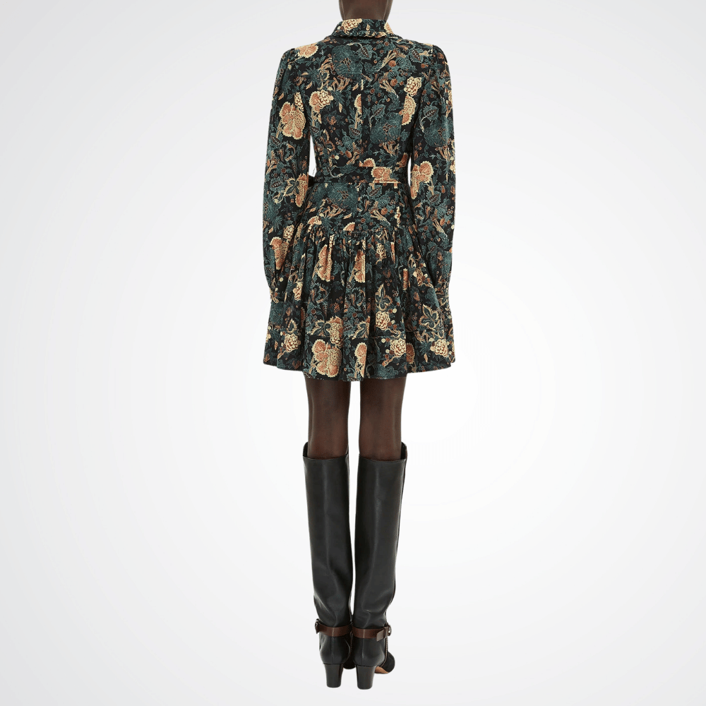 Ulla Johnson Simona Silk Long Sleeve Mini Dress in Nuit Nuit – luxury designer dress Australia – Riada Concept Woollahra