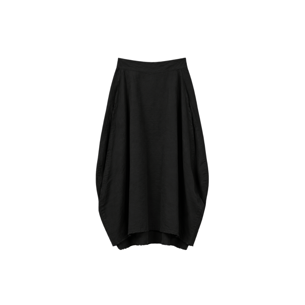 Hannoh Wessel JOCELYNE Linen Silk Cocoon Midi Skirt in Black