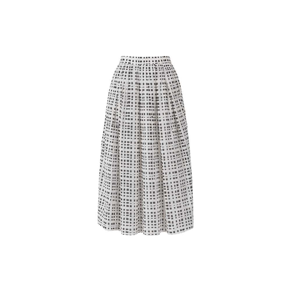 Hannoh Wessel JOYCE Pleated Cotton Midi Skirt in Black Check