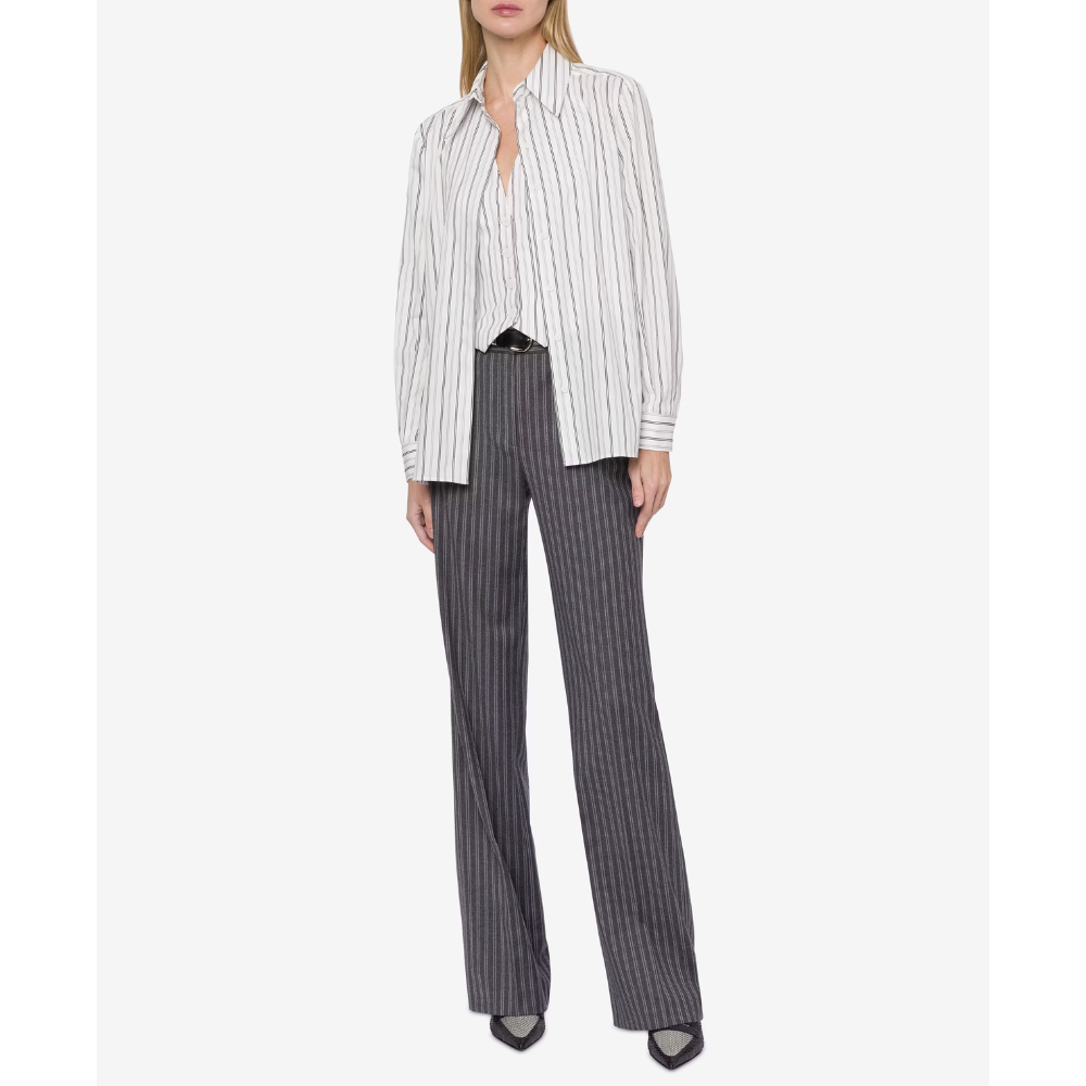 Striped Drill Shirt with Waistcoat in Multi White