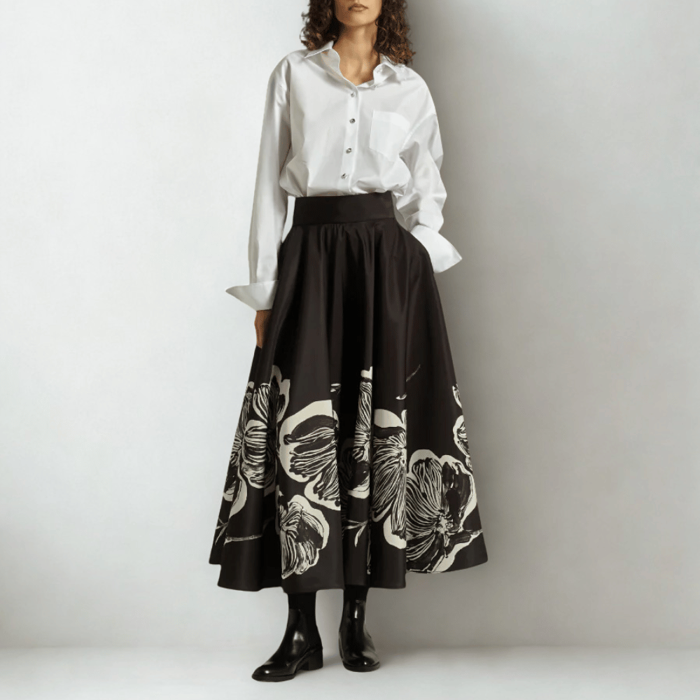 Sara Roka Tabba Midi Skirt in Floral Print international luxury fashion brands and labels available at Riada Concept Woollahra, Sydney Australia and online