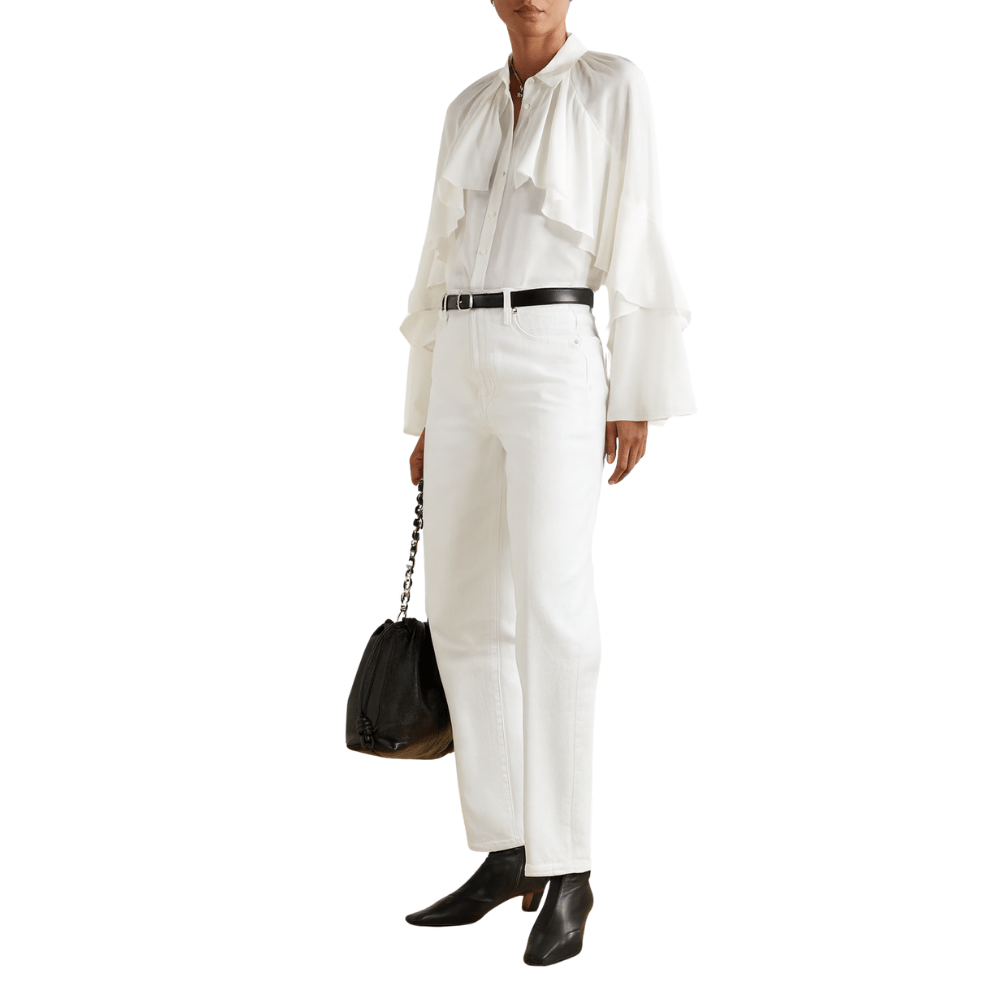 FRAME The Neat High-Rise Jean in Au Natural Clean — off-white rigid denim straight-leg jeans, featuring a high waist, cropped fit, and minimalist five-pocket design FRAME designer denim, luxury jeans boutique Sydney Australia Riada Concept Woollahra