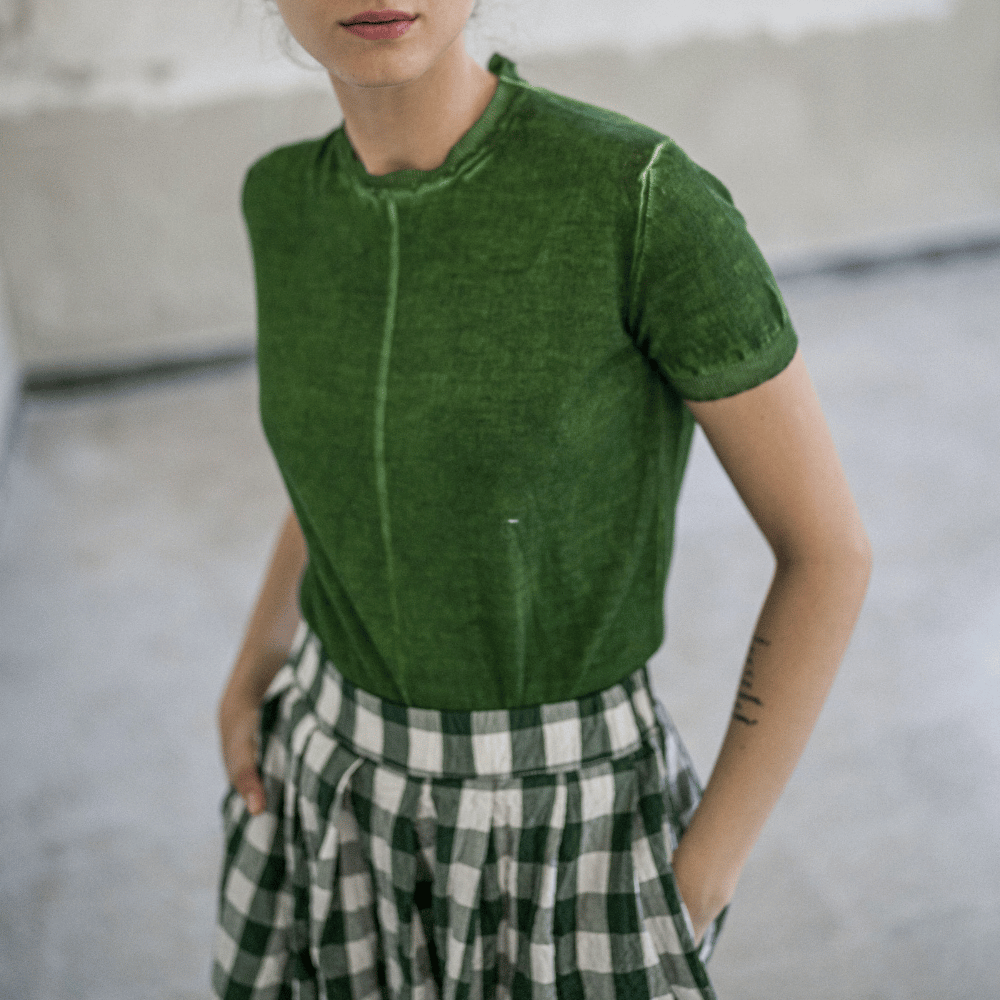 H+ Hannoh Wessel Therese T-Shirt in Green – International designer fashion boutique Australia Riada Concept Woollahra