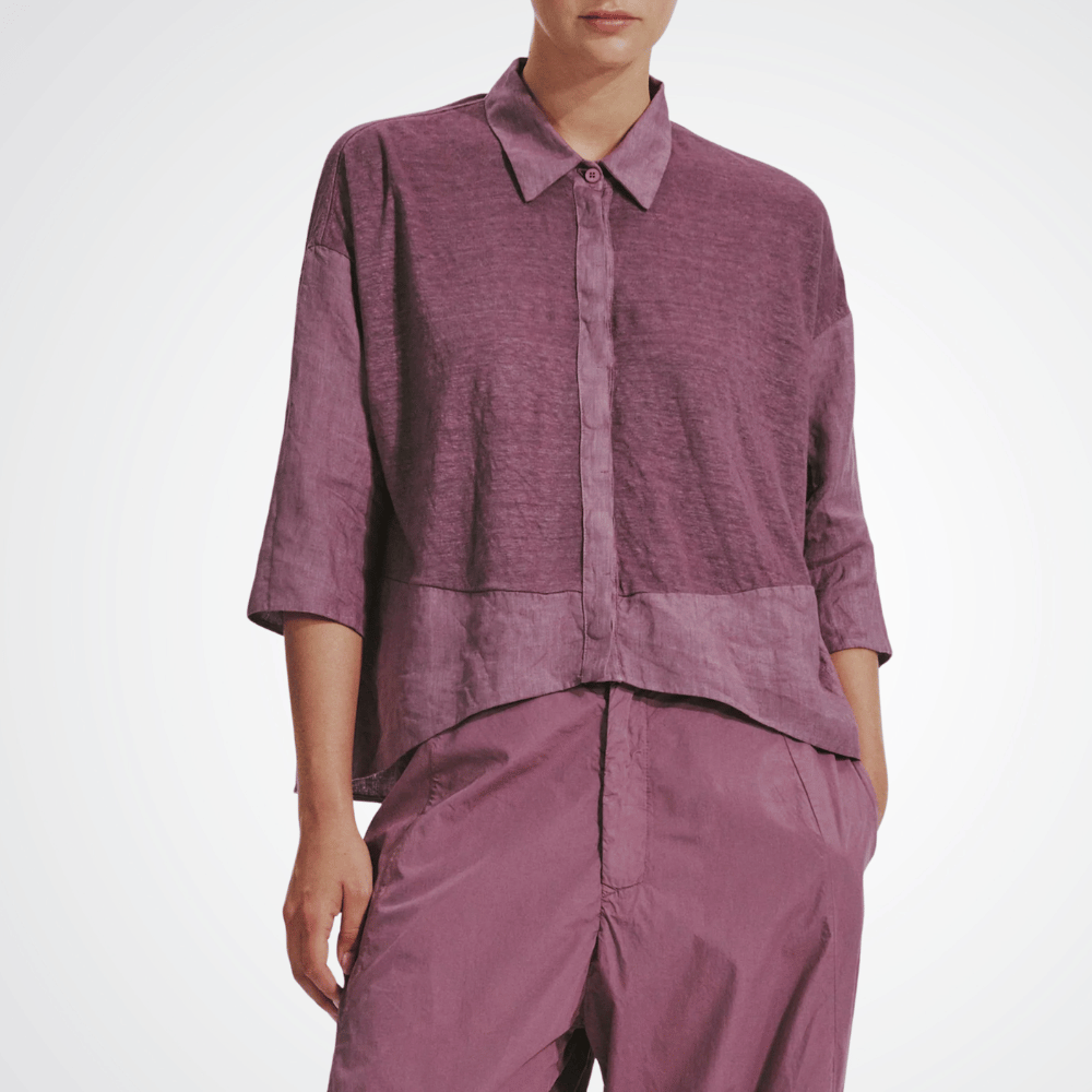 TRANSIT PAR SUCH Linen 3/4 Sleeve Shirt in Mauve K204 Transit Par Such at Riada Concept Designer fashion shop online and in store High End fashion boutique Sydney Australia Riada Concept