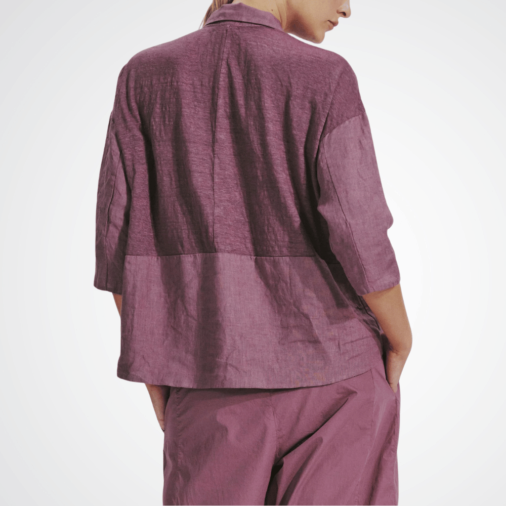 TRANSIT PAR SUCH Linen 3/4 Sleeve Shirt in Mauve K204 Transit Par Such at Riada Concept Designer fashion shop online and in store High End fashion boutique Sydney Australia Riada Concept