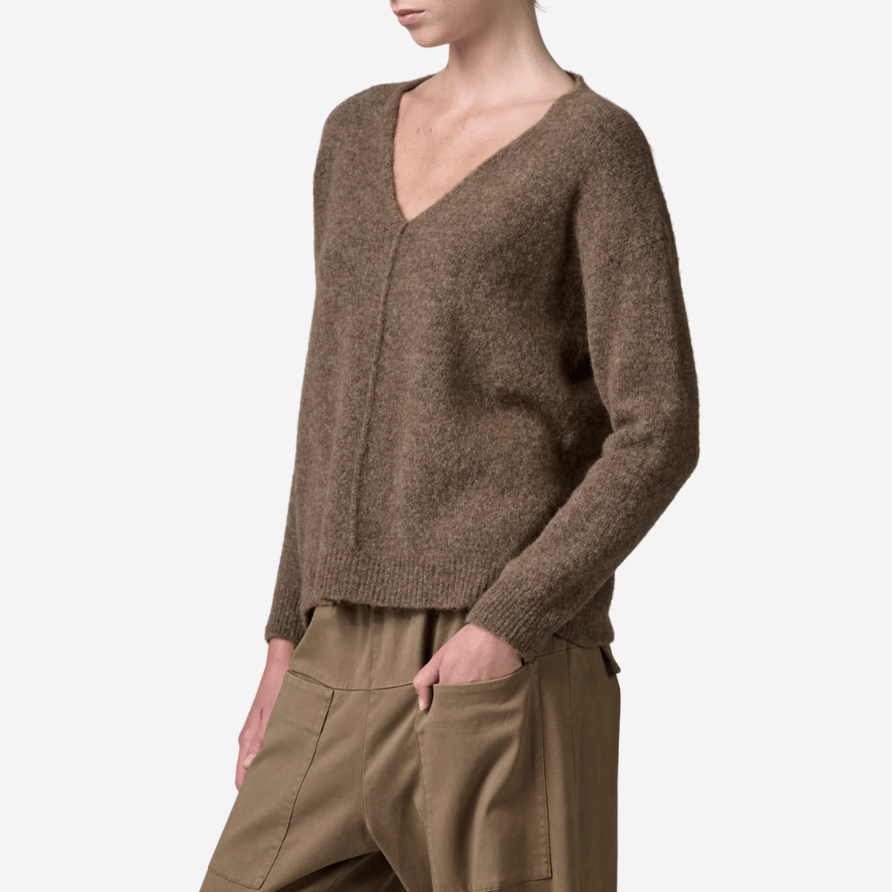 Transit Par Such Alpaca V-Neck Knit Sweater in Brown - International designer fashion boutique Australia Riada Concept Woollahra 1016.CFDTRB12471.06