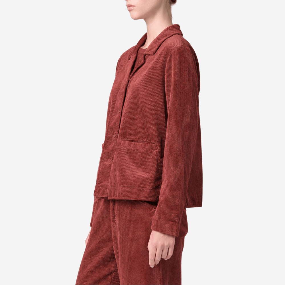 Transit Par Such Corduroy Boxy Button-Front Jacket in Sangria – International designer fashion boutique Australia Riada Concept Woollahra