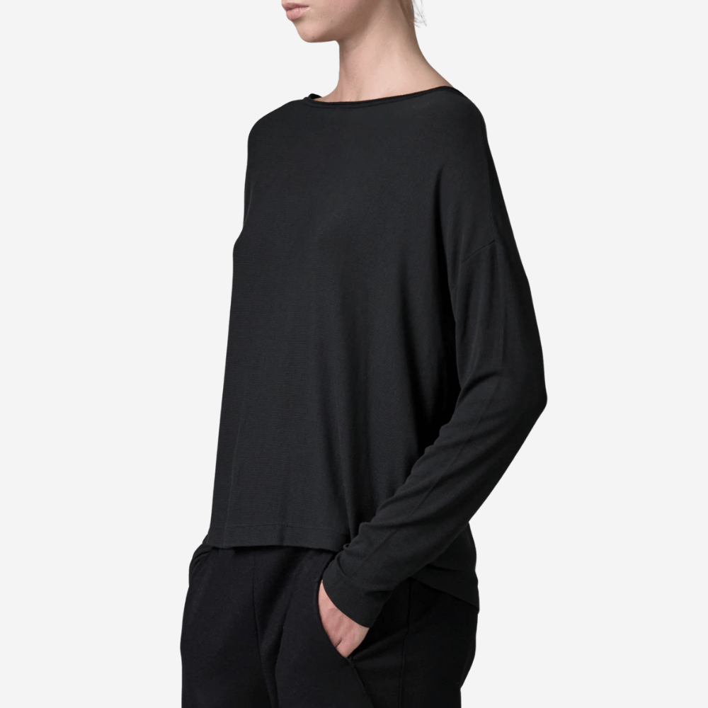 Transit Par Such Modal Cashmere Reversible Button Tee in Black - International designer fashion boutique Australia Riada Concept Woollahra 1016.CFDTRBJ190.10