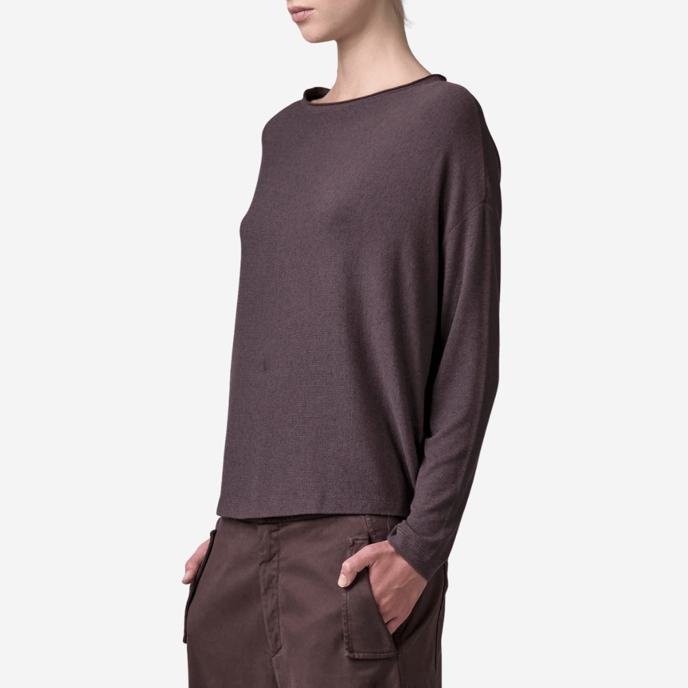 Transit Par Such Modal Cashmere Reversible Button Tee in Merlot - International designer fashion boutique Australia Riada Concept Woollahra 1016.CFDTRBJ190.07