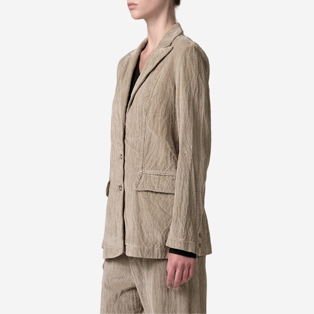 Transit Par Such Ribbed Velour Longline Jacket in Camel – International designer fashion boutique Australia Riada Concept Woollahra