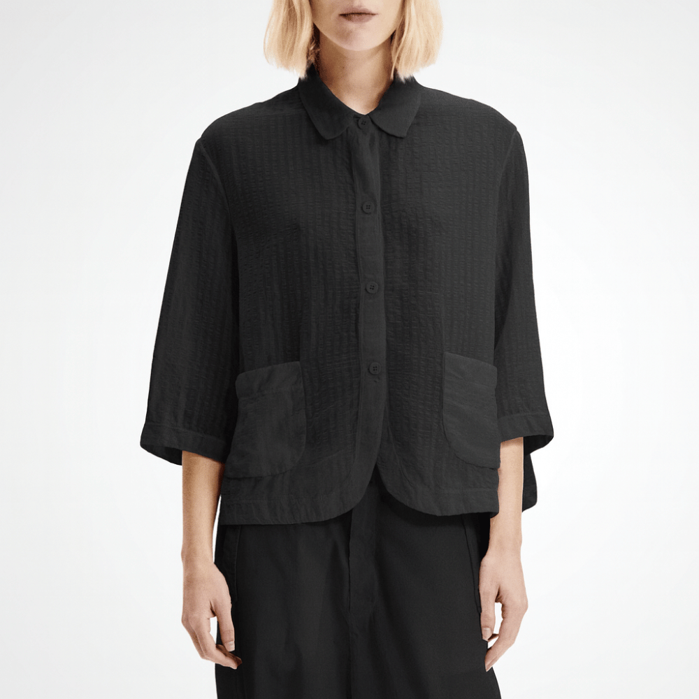 Transit Par Such Seersucker Shirt in Black Transit Par Such at Riada Concept Designer fashion shop online and in store High End fashion boutique Sydney Australia Riada Concept