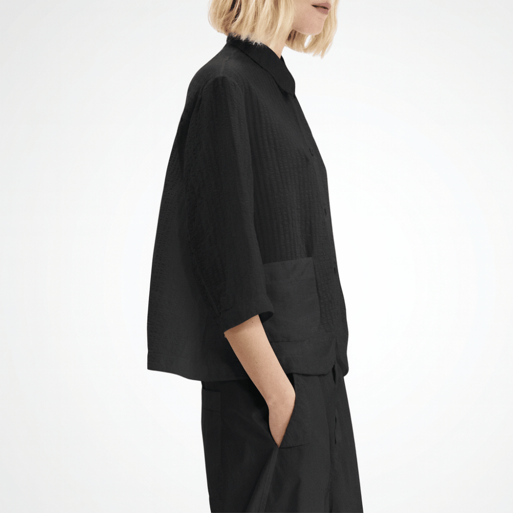 Transit Par Such Seersucker Shirt in Black Transit Par Such at Riada Concept Designer fashion shop online and in store High End fashion boutique Sydney Australia Riada Concept