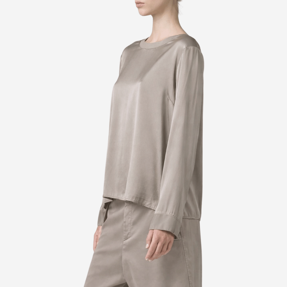 Transit Par Such Stretch Silk Long-Sleeve Blouse in Stone - International designer fashion boutique Australia Riada Concept Woollahra 1016.CFDTRBG163.21