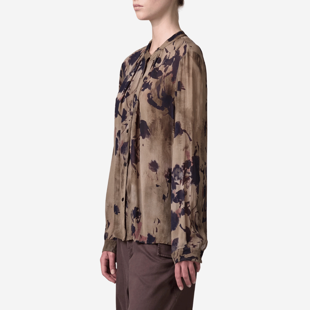 Transit Par Such Mandarin-Collar Shirt in Merlot Print – International designer fashion boutique Australia Riada Concept Woollahra 1016.CFDTRBF150.07