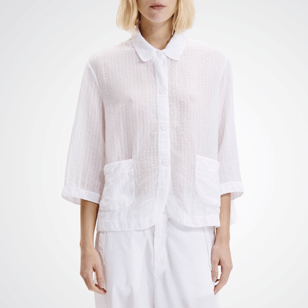 Transit Par Such Seersucker Shirt in White Transit Par Such at Riada Concept Designer fashion shop online and in store High End fashion boutique Sydney Australia Riada Concept