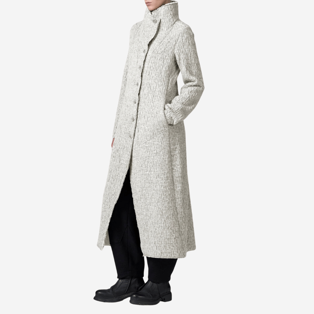 Transit Par Such Virgin Wool Signature High-Neck Long Coat in Chalk – International designer fashion boutique Australia Riada Concept Woollahra